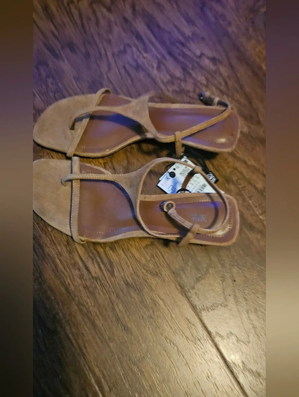 Zara brown suede Kitten Heel Sandals